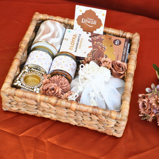 White & Beige Luxe Diwali Gift Tray