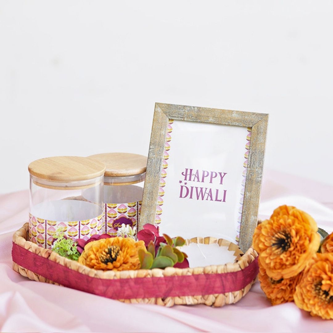 Diwali Glow – Elegant Floral Gift Basket