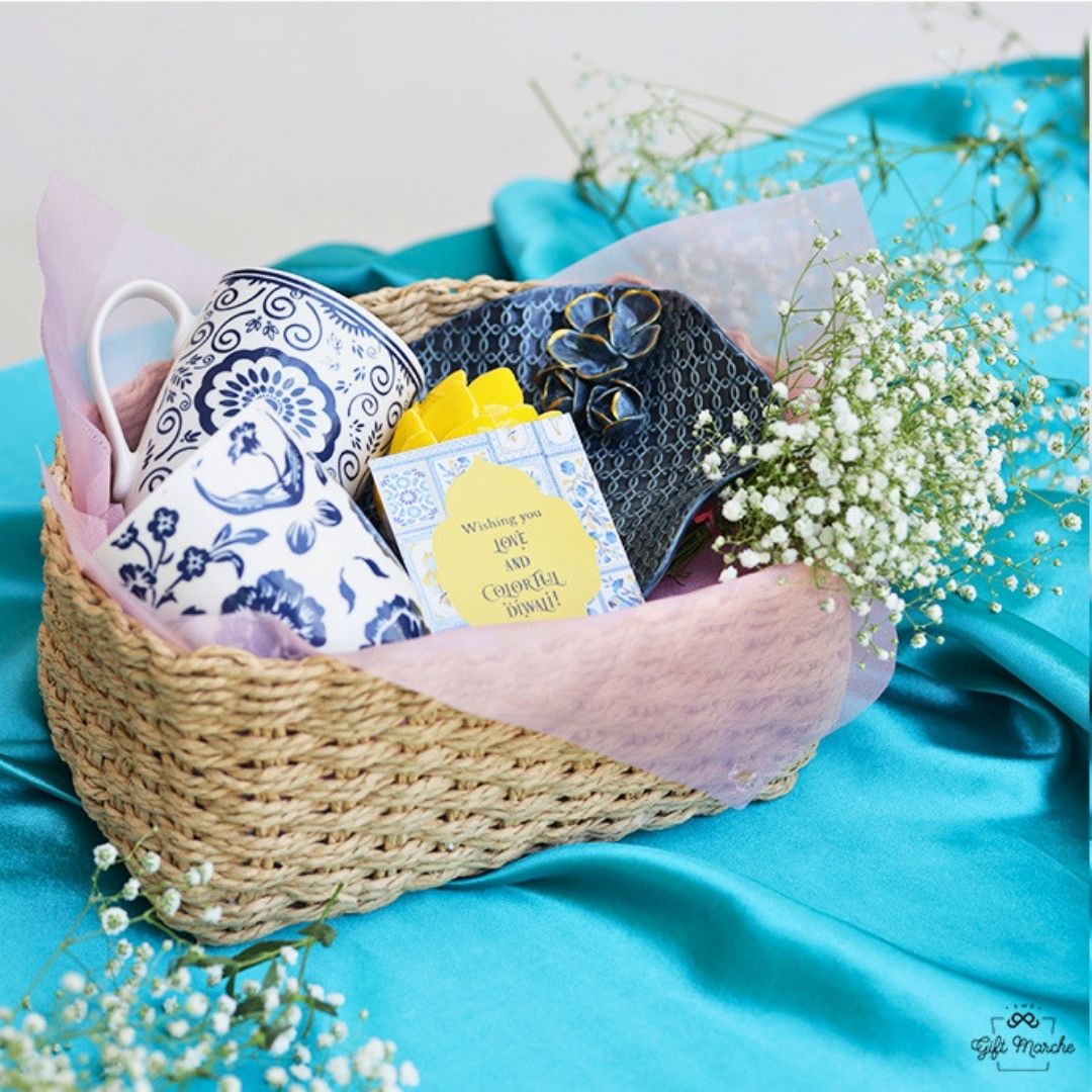 Elegant Blue & White Diwali Gift Hamper