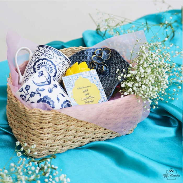 Elegant Blue & White Diwali Gift Hamper