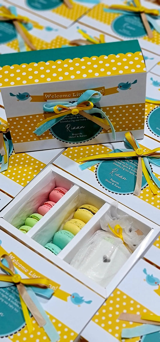 Blue and Yellow Theme Baby Announcement Gift