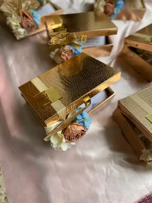 Rose Gold Leatherite Invite Boxes -The Gift Marche in Chennai