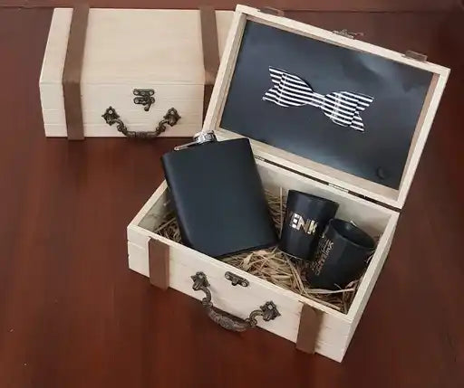 Wooden Suitcase Groomsmen Hamper