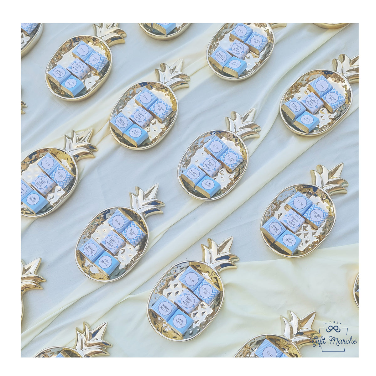 Gold Pineapple Baby Announcement Favors
