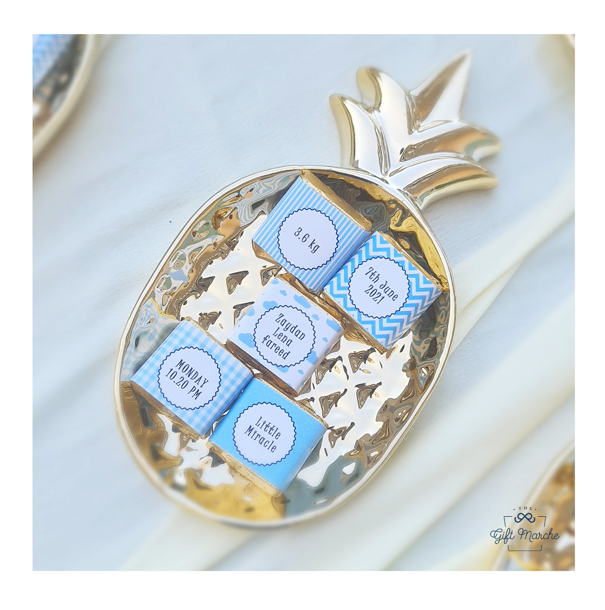 Gold Pineapple Baby Announcement Favors
