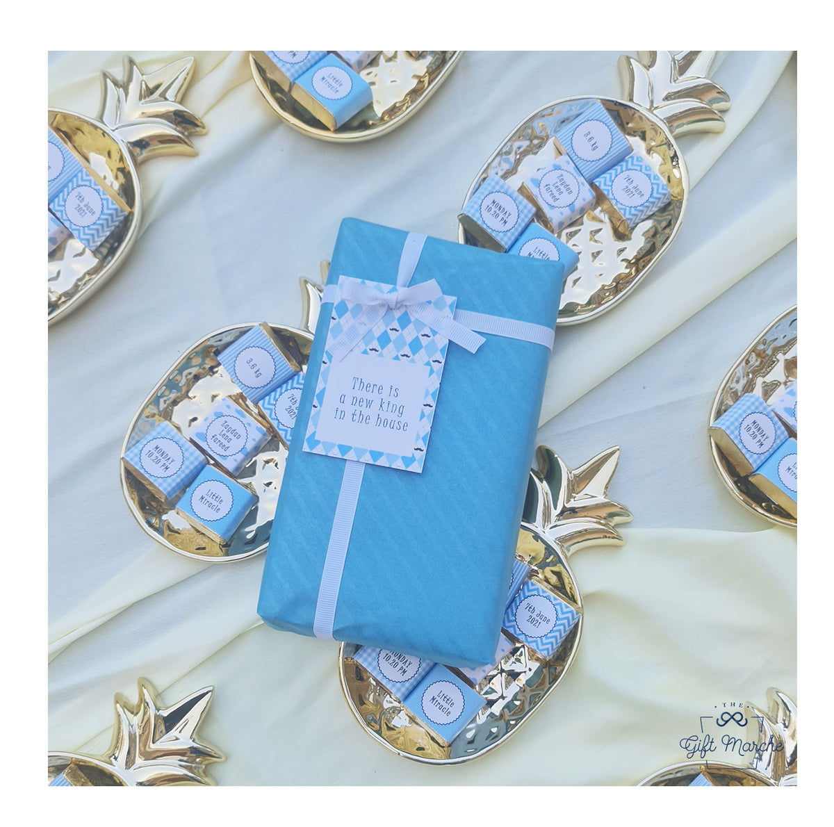 Gold Pineapple Baby Announcement Favors