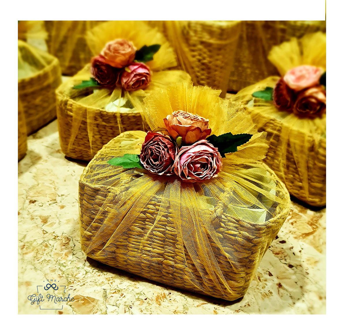 Gold Cane Basket Trousseau Packing Collection