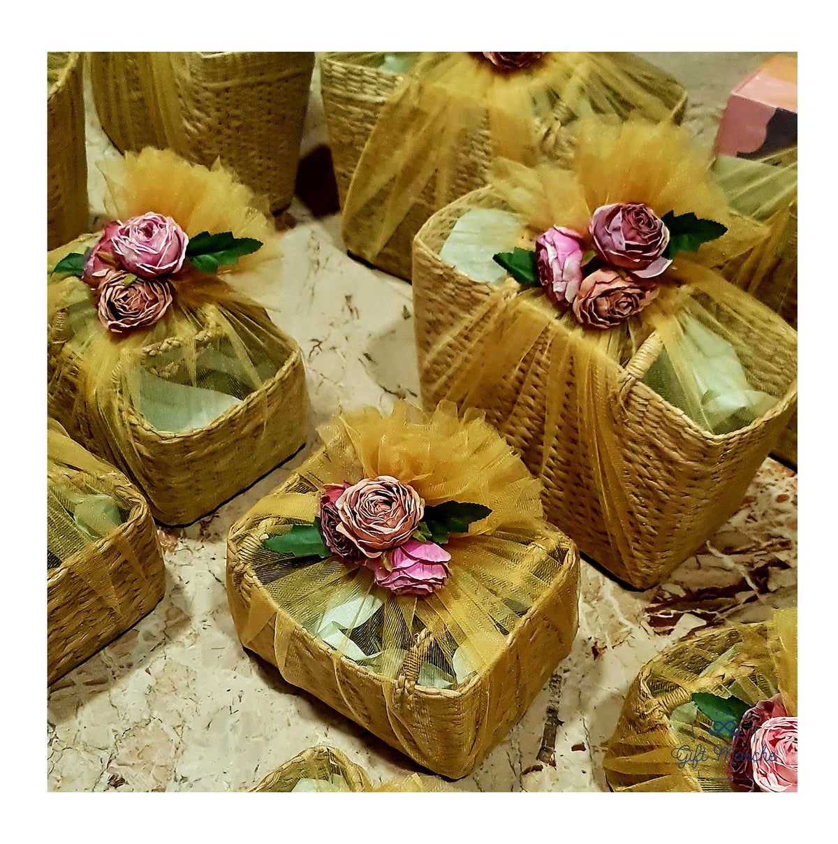 Gold Cane Basket Trousseau Packing Collection