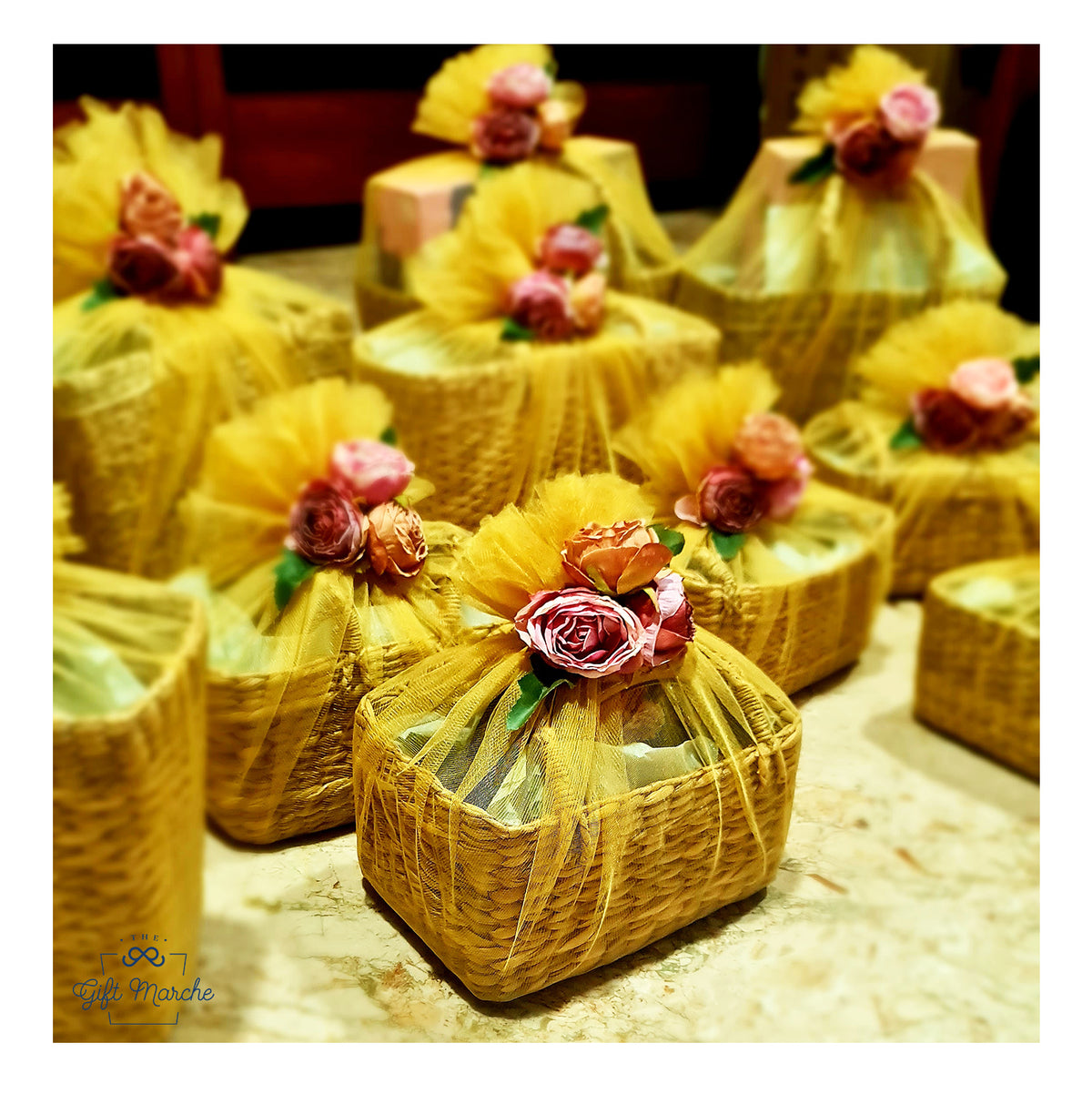 Gold Cane Basket Trousseau Packing Collection