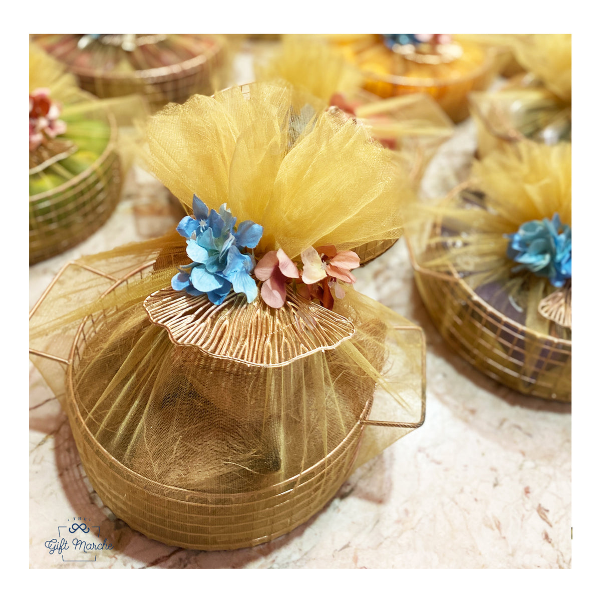 Gold Cane Basket Trousseau Packing Collection