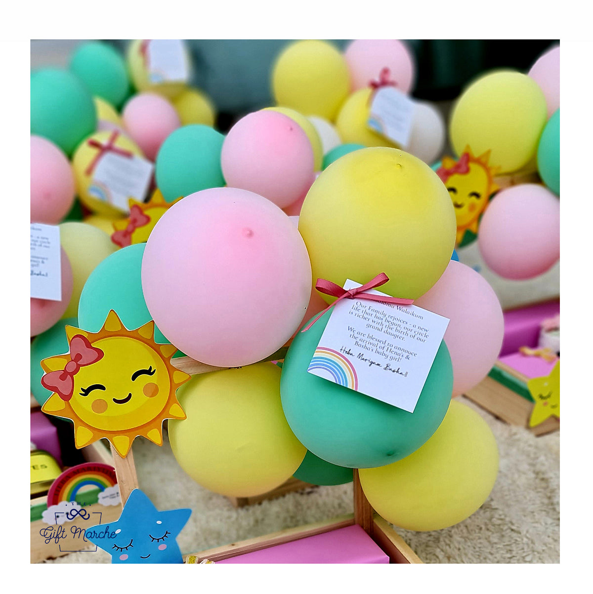Sunshine Theme Baby Announcement Favors