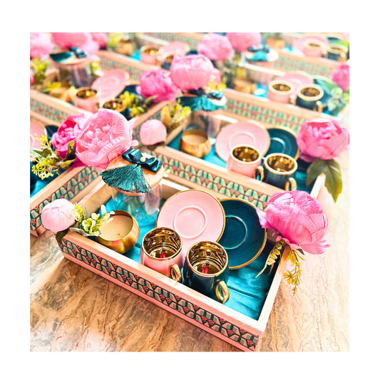 Baby Pink & Bottle Green Coffee Cup Sets