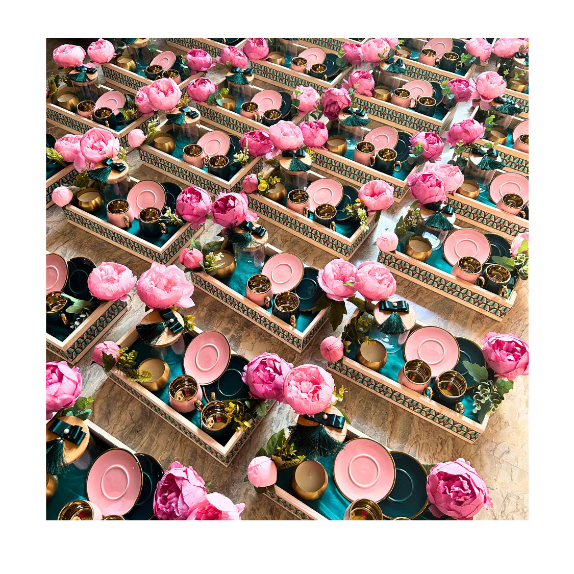 Baby Pink & Bottle Green Coffee Cup Sets